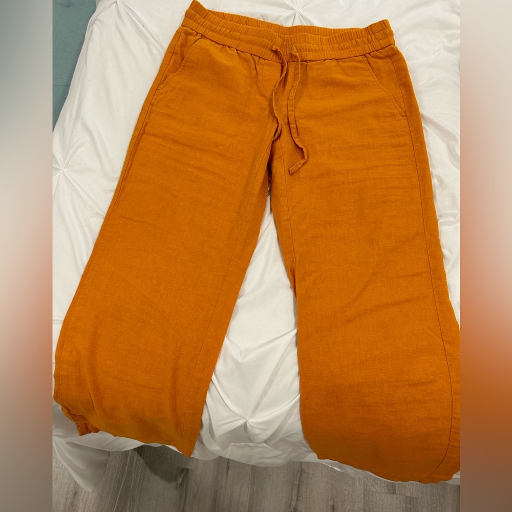 Linen Mustard Yellow Pants